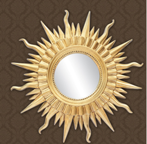 Sunburst shaped ornamental PU mirror 